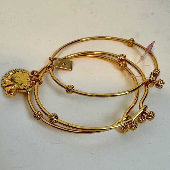 Lilly Pulitzer- NWT Set of 3 Gold Toned Charm Bracelet Bangles - Picture 3 of 4